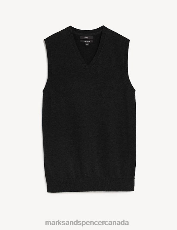 Marks and Spencer sale - Men Black Clothing Marks & Spencer Pure Cotton Sleeveless Jumper 20VTD6447
