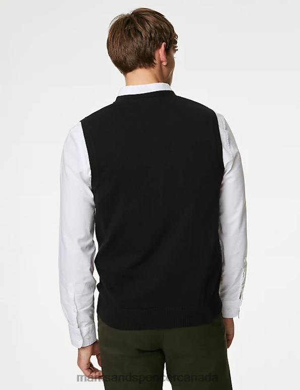 Marks and Spencer sale - Men Black Clothing Marks & Spencer Pure Cotton Sleeveless Jumper 20VTD6447