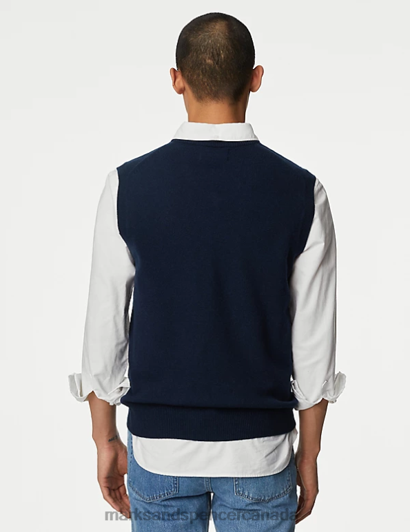 Men Navy Clothing Marks & Spencer Pure Extra Fine Lambswool Sleeveless Jumper 20VTD6334 - Marks and Spencer online