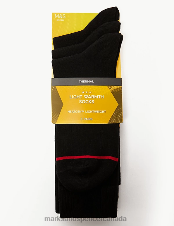 Marks and Spencer sale - Men Black Mix Clothing Marks & Spencer 3pk Heatgen Light Thermal Socks 20VTD7160