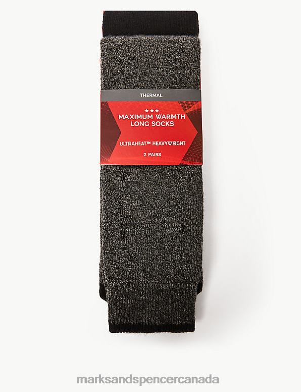 Marks and Spencer near me - Men Grey Mix Clothing Marks & Spencer 2pk Heatgen Maximum Warmth Thermal Socks 20VTD7062