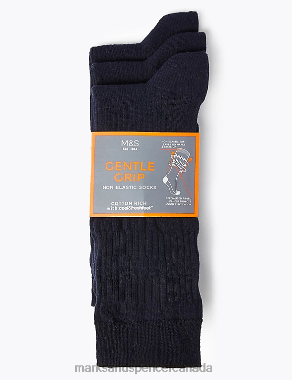 Marks and Spencer sale - Men Navy Clothing Marks & Spencer 3pk Gentle Grip Cool & Fresh Socks 20VTD6867