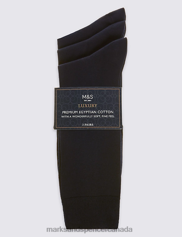 Marks and Spencer sale - Men Navy Clothing Marks & Spencer 3pk Luxury Egyptian Cotton Rich Socks 20VTD6024