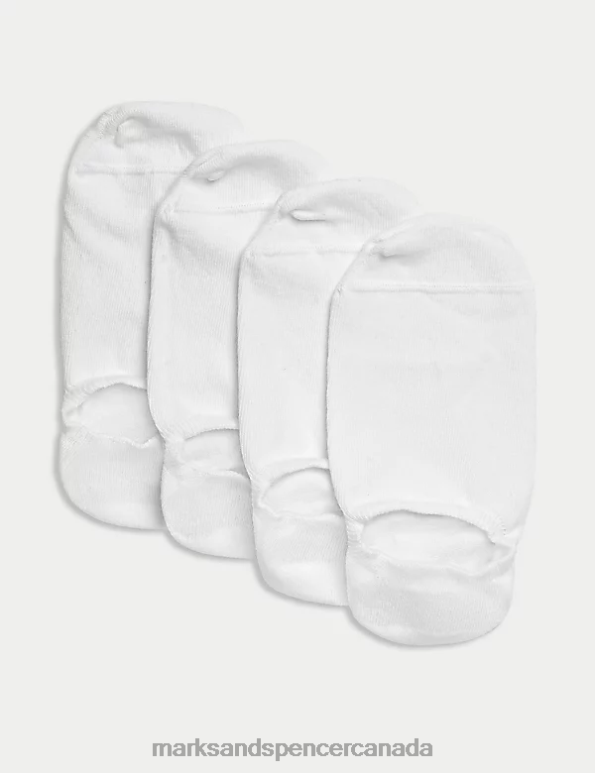 Men White Clothing Marks & Spencer 4pk Cool & Fresh Invisible Trainer Liners 20VTD6102 - Marks and Spencer Canada locations