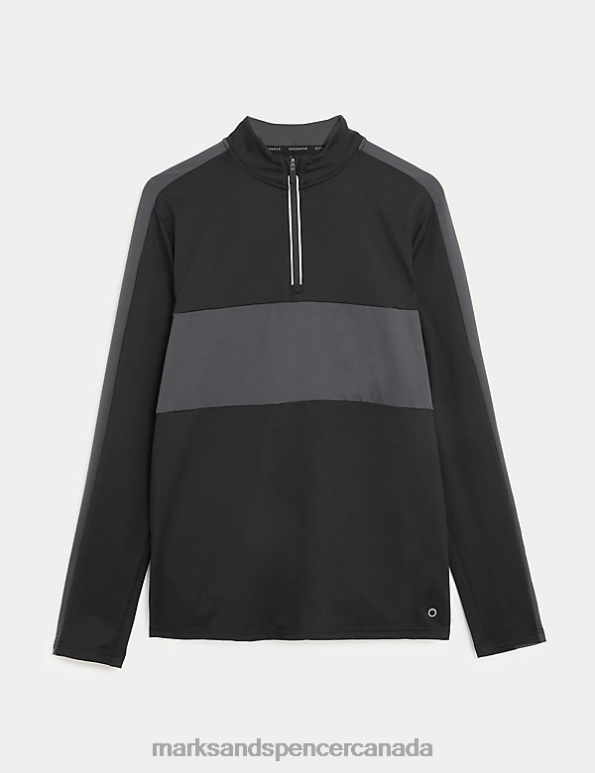 Marks and Spencer near me - Men Black Mix Clothing Marks & Spencer Colour Block Half Zip Top 20VTD5986