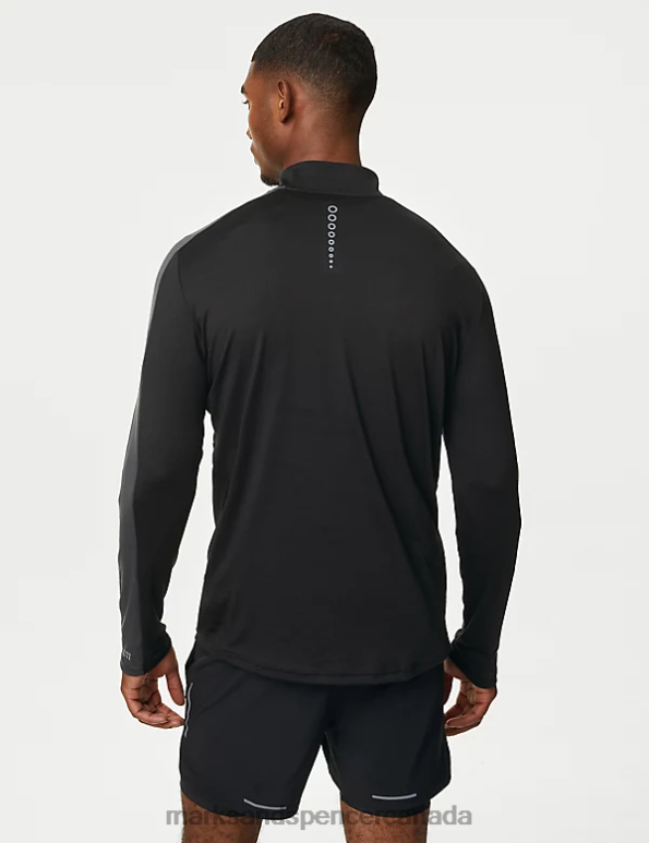Marks and Spencer near me - Men Black Mix Clothing Marks & Spencer Colour Block Half Zip Top 20VTD5986