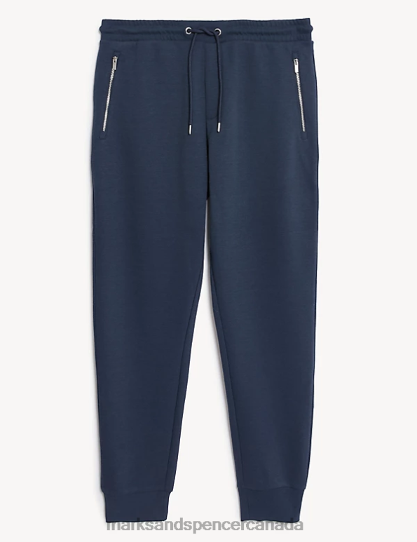 Marks and Spencer Canada - Men Dark Ink Clothing Marks & Spencer Cuffed Cotton Blend Zip Pocket Joggers 20VTD6999