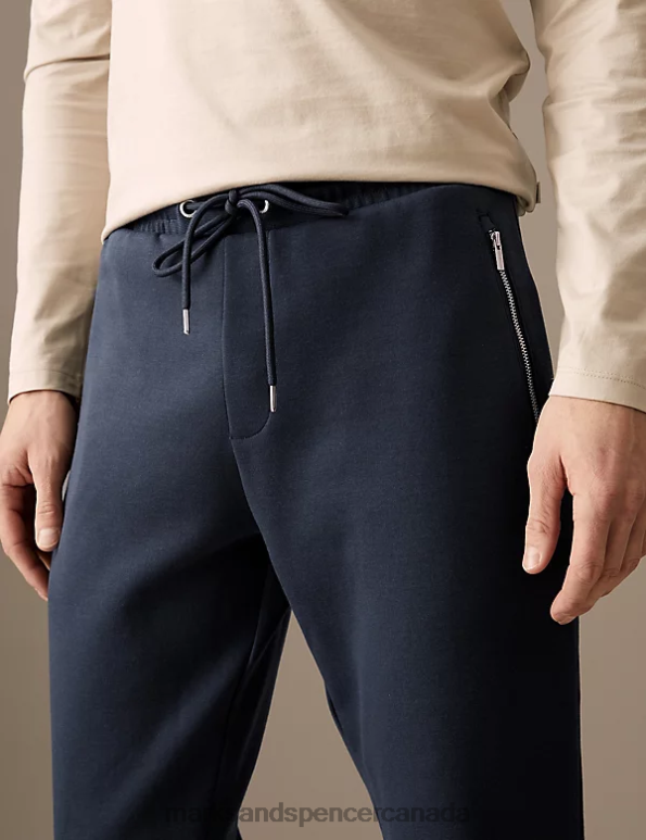 Marks and Spencer Canada - Men Dark Ink Clothing Marks & Spencer Cuffed Cotton Blend Zip Pocket Joggers 20VTD6999