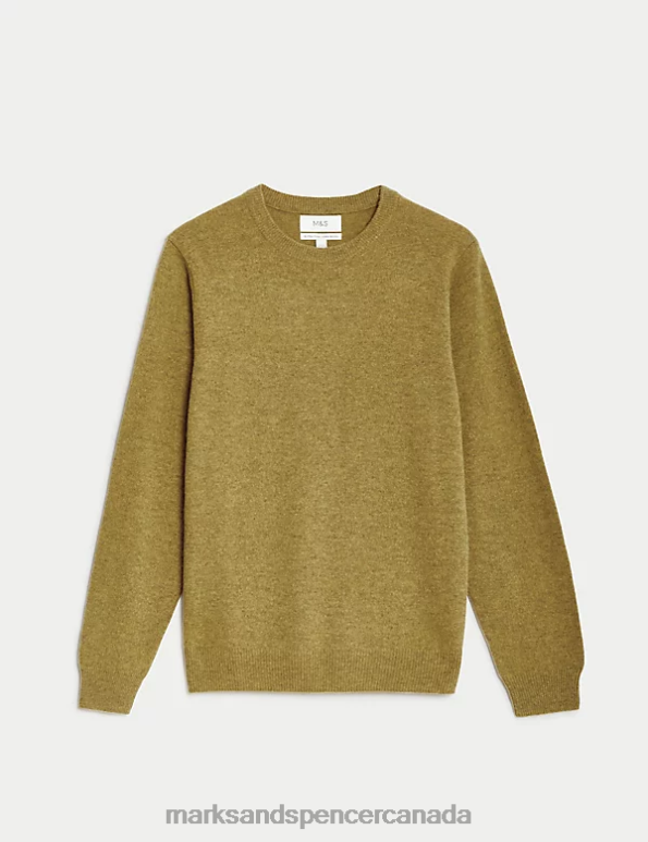 Marks and Spencer Canada - Men Antique Gold Clothing Marks & Spencer Pure Extra Fine Lambswool Crew Neck Jumper 20VTD7391
