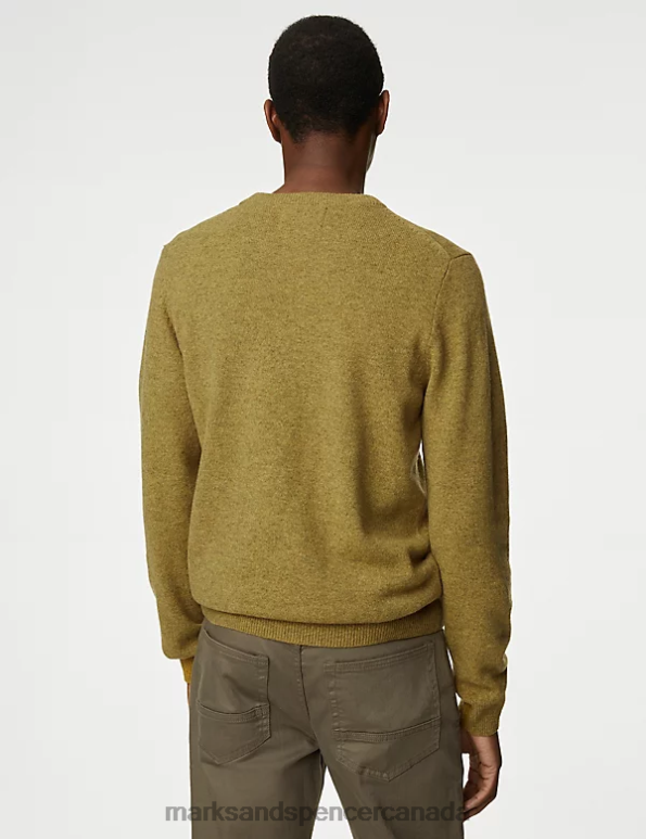 Marks and Spencer Canada - Men Antique Gold Clothing Marks & Spencer Pure Extra Fine Lambswool Crew Neck Jumper 20VTD7391