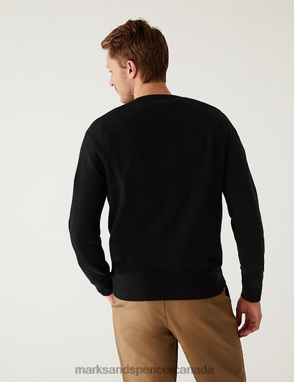 Marks and Spencer sale - Men Black Clothing Marks & Spencer Pure Extra Fine Lambswool V-Neck Jumper 20VTD7482