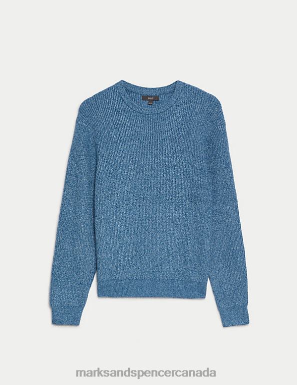 Marks and Spencer near me - Men Blue Clothing Marks & Spencer Supersoft Chunky Crew Neck Jumper 20VTD5404