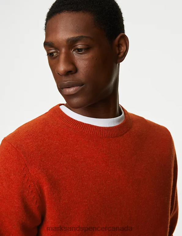 Marks and Spencer sale - Men Bright Orange Clothing Marks & Spencer Pure Extra Fine Lambswool Crew Neck Jumper 20VTD7387