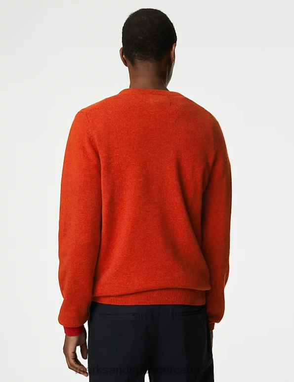Marks and Spencer sale - Men Bright Orange Clothing Marks & Spencer Pure Extra Fine Lambswool Crew Neck Jumper 20VTD7387