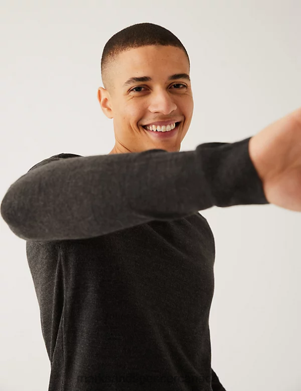 Marks and Spencer near me - Men Charcoal Clothing Marks & Spencer Cashmilon Crew Neck Jumper 20VTD6523