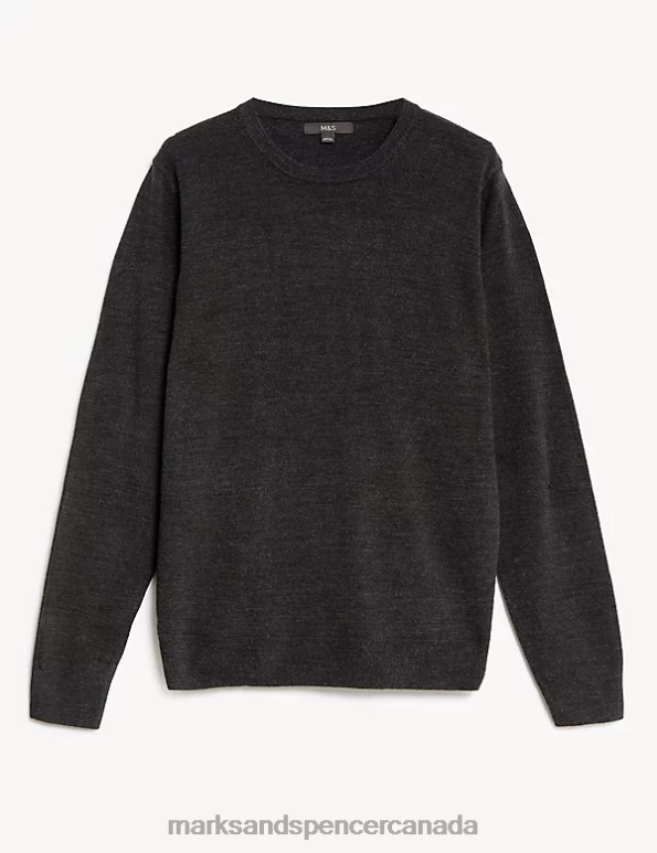 Marks and Spencer near me - Men Charcoal Clothing Marks & Spencer Cashmilon Crew Neck Jumper 20VTD6523