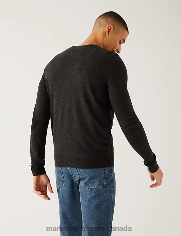 Marks and Spencer near me - Men Charcoal Clothing Marks & Spencer Cashmilon Crew Neck Jumper 20VTD6523