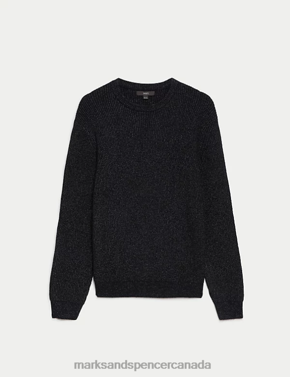 Men Dark Navy Clothing Marks & Spencer Supersoft Chunky Crew Neck Jumper 20VTD5798 - Marks and Spencer outlet