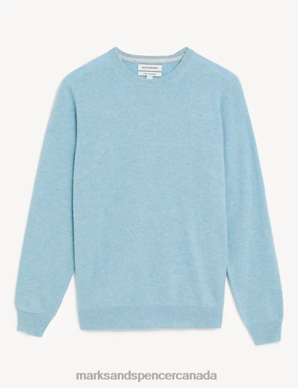 Marks and Spencer Canada - Men Duck Egg Clothing Marks & Spencer Pure Cashmere Crew Neck Jumper 20VTD7412