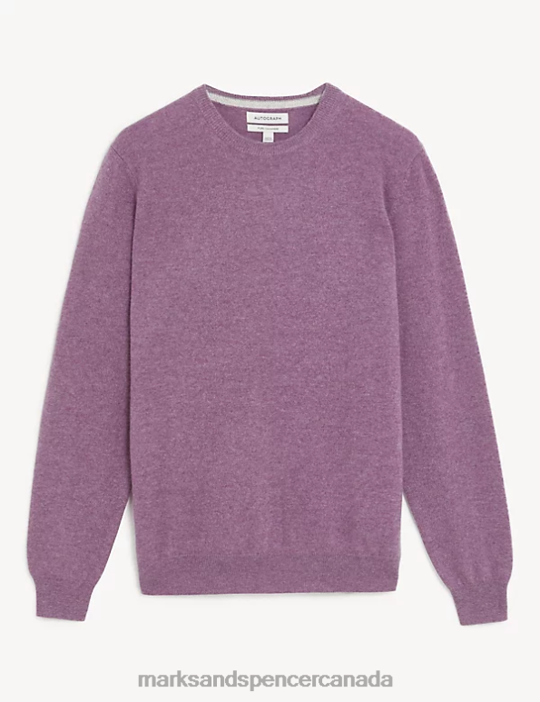 Marks and Spencer near me - Men Dusted Plum Clothing Marks & Spencer Pure Cashmere Crew Neck Jumper 20VTD7413