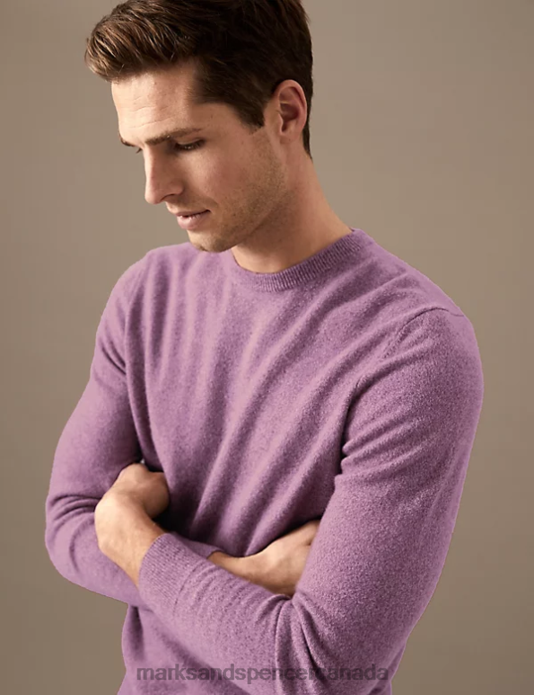 Marks and Spencer near me - Men Dusted Plum Clothing Marks & Spencer Pure Cashmere Crew Neck Jumper 20VTD7413