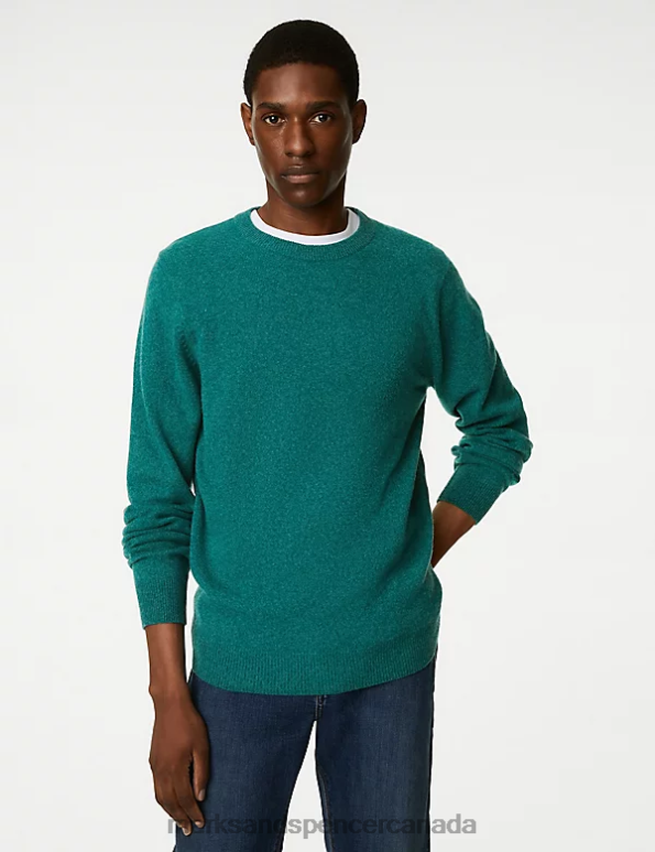 Marks and Spencer near me - Men Emerald Clothing Marks & Spencer Pure Extra Fine Lambswool Crew Neck Jumper 20VTD7392