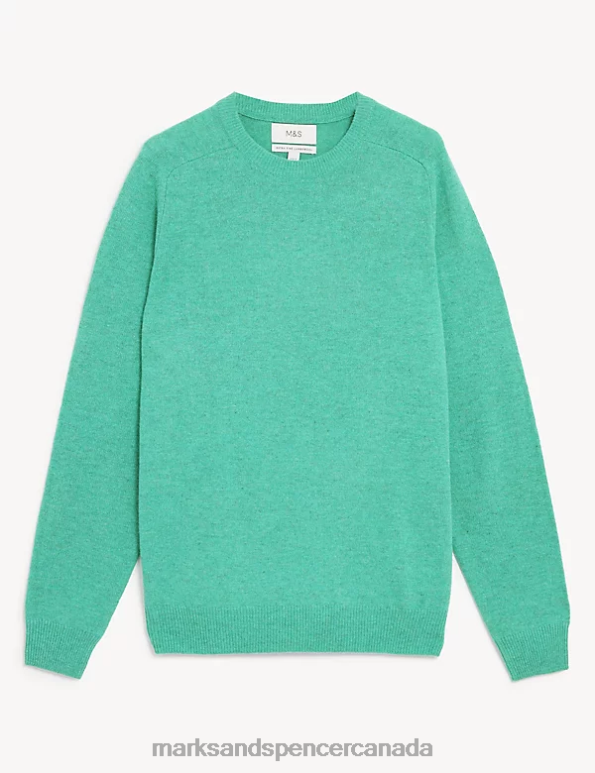 Marks and Spencer near me - Men Fresh Green Clothing Marks & Spencer Pure Extra Fine Lambswool Crew Neck Jumper 20VTD7386