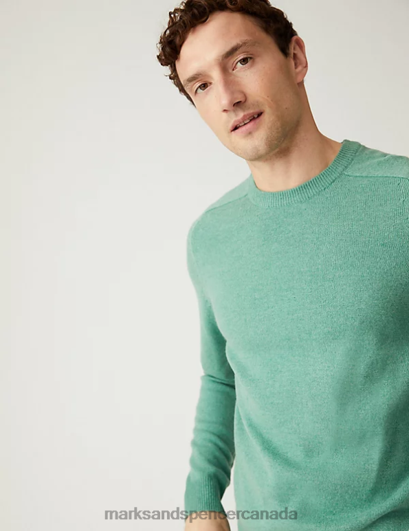 Marks and Spencer near me - Men Fresh Green Clothing Marks & Spencer Pure Extra Fine Lambswool Crew Neck Jumper 20VTD7386