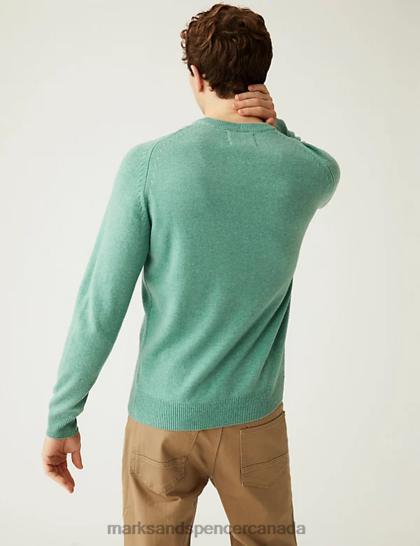 Marks and Spencer near me - Men Fresh Green Clothing Marks & Spencer Pure Extra Fine Lambswool Crew Neck Jumper 20VTD7386