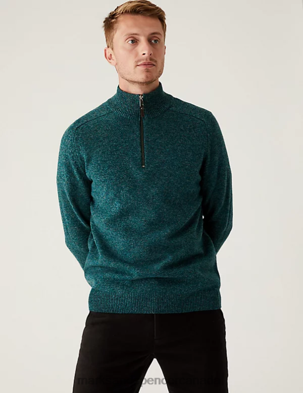 Marks and Spencer near me - Men Green Mix Clothing Marks & Spencer Pure Extra Fine Lambswool Jumper 20VTD7113