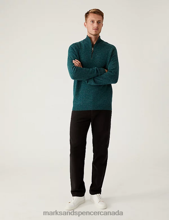 Marks and Spencer near me - Men Green Mix Clothing Marks & Spencer Pure Extra Fine Lambswool Jumper 20VTD7113