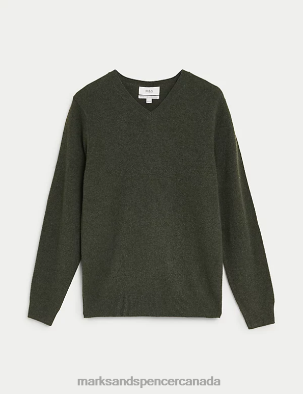 Marks and Spencer near me - Men Khaki Clothing Marks & Spencer Pure Extra Fine Lambswool V-Neck Jumper 20VTD6894