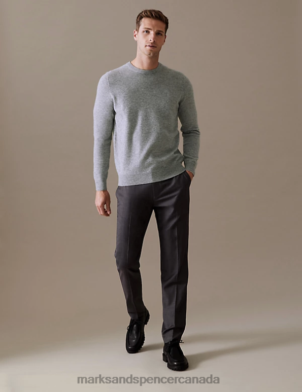 Men Light Grey Clothing Marks & Spencer Pure Cashmere Crew Neck Jumper 20VTD7411 - Marks and Spencer outlet