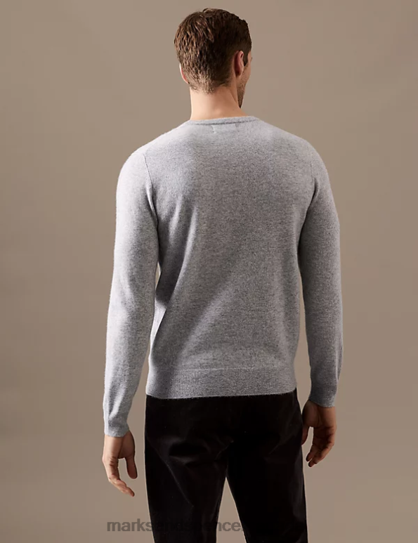 Men Light Grey Clothing Marks & Spencer Pure Cashmere V-Neck Jumper 20VTD7324 - Marks and Spencer Canada locations