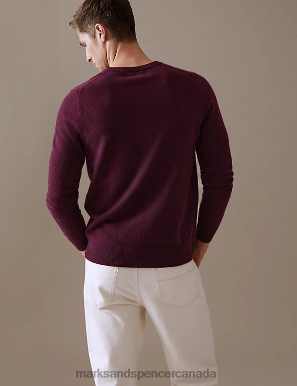 Marks and Spencer sale - Men Magenta Clothing Marks & Spencer Pure Cashmere V-Neck Jumper 20VTD7322