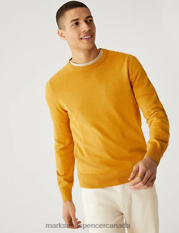 Marks and Spencer near me - Men Medium Yellow Clothing Marks & Spencer Pure Cotton Crew Neck Jumper 20VTD7521