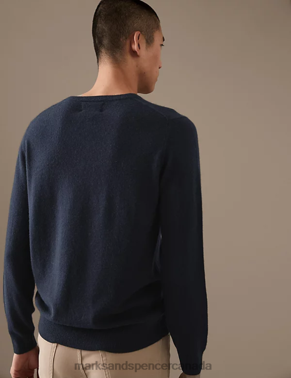 Men Midnight Navy Clothing Marks & Spencer Pure Cashmere V-Neck Jumper 20VTD7170 - Marks and Spencer Canada locations