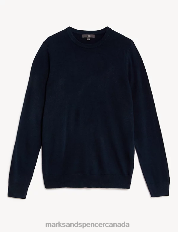 Men Navy Clothing Marks & Spencer Cashmilon Crew Neck Jumper 20VTD6158 - Marks and Spencer online