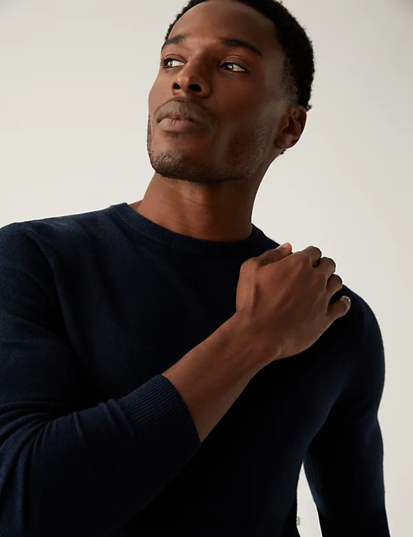 Men Navy Clothing Marks & Spencer Cashmilon Crew Neck Jumper 20VTD6158 - Marks and Spencer online