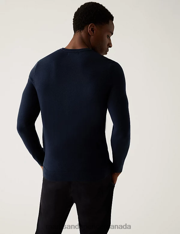 Men Navy Clothing Marks & Spencer Cashmilon Crew Neck Jumper 20VTD6158 - Marks and Spencer online