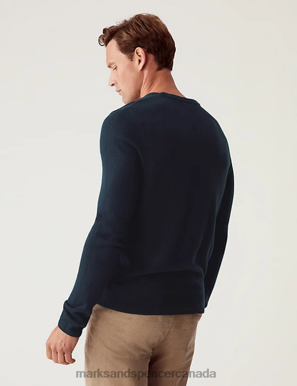 Men Navy Clothing Marks & Spencer Cashmilon V-Neck Jumper 20VTD6009 - Marks and Spencer outlet