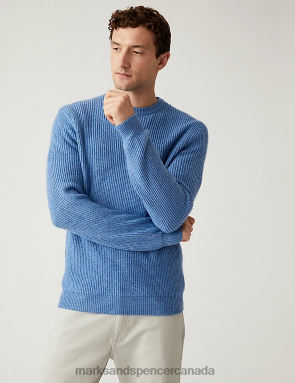 Marks and Spencer Canada - Men Ocean Clothing Marks & Spencer Supersoft Crew Neck Jumper 20VTD7089