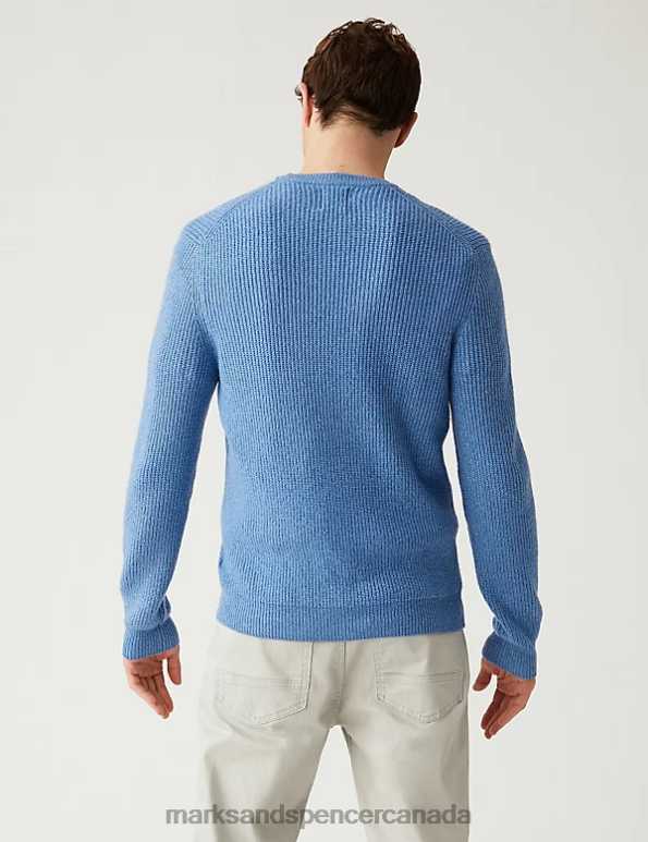 Marks and Spencer Canada - Men Ocean Clothing Marks & Spencer Supersoft Crew Neck Jumper 20VTD7089