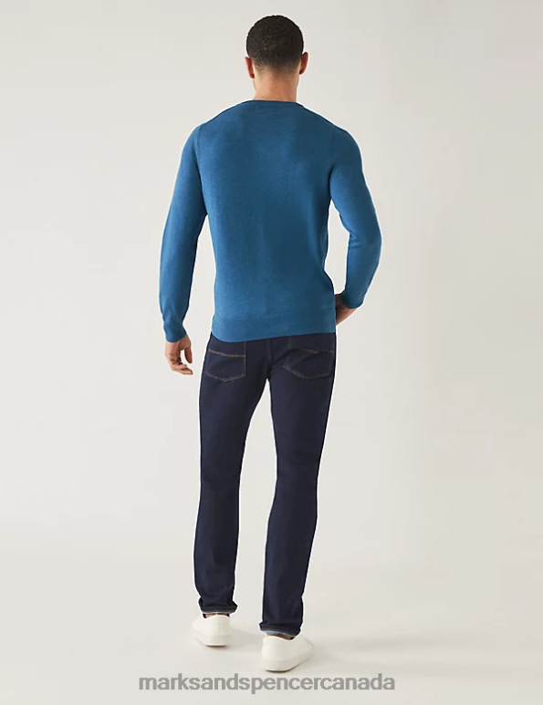 Marks and Spencer near me - Men Periwinkle Clothing Marks & Spencer Pure Cotton V-Neck Knitted Jumper 20VTD7205