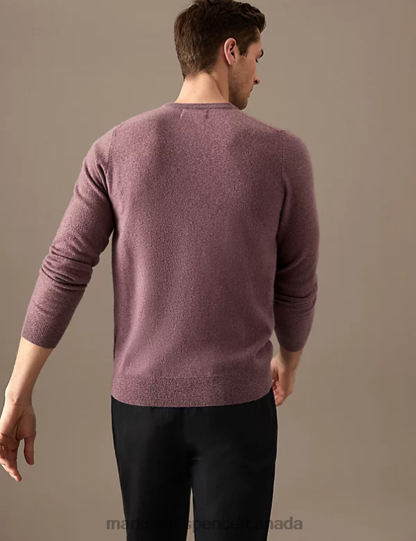 Men Pink Clothing Marks & Spencer Pure Cashmere Crew Neck Jumper 20VTD7410 - Marks and Spencer Canada locations