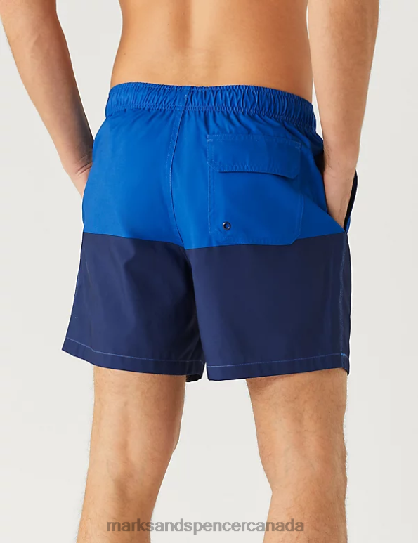 Marks and Spencer Canada - Men Blue Mix Clothing Marks & Spencer Quick Dry Colour Block Swim Shorts 20VTD4998