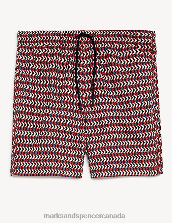 Men Copper Clothing Marks & Spencer Quick Dry Geometric Print Swim Shorts 20VTD5836 - Marks and Spencer outlet