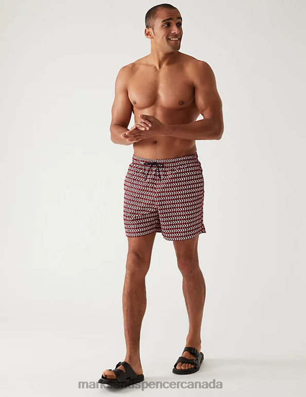 Men Copper Clothing Marks & Spencer Quick Dry Geometric Print Swim Shorts 20VTD5836 - Marks and Spencer outlet