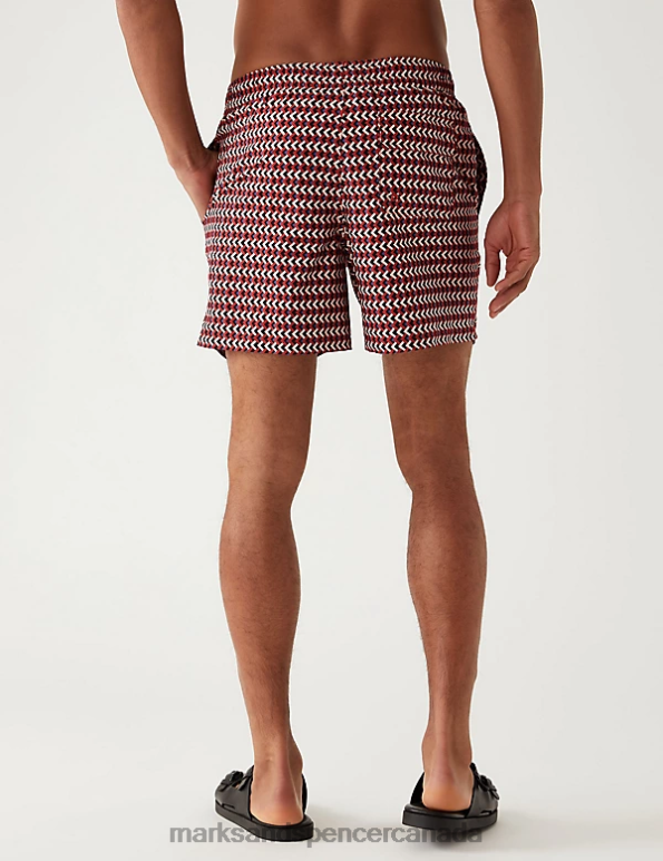 Men Copper Clothing Marks & Spencer Quick Dry Geometric Print Swim Shorts 20VTD5836 - Marks and Spencer outlet