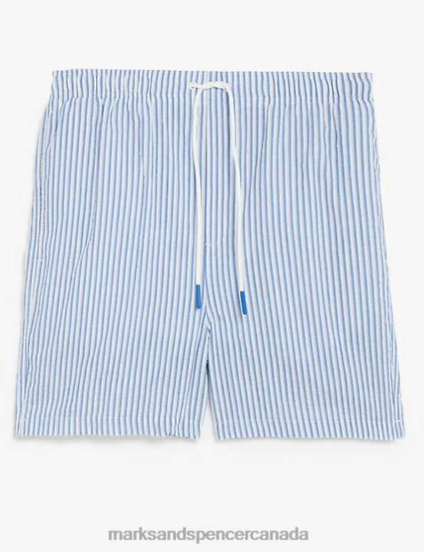 Marks and Spencer near me - Men Cornflower Clothing Marks & Spencer Quick Dry Striped Seersucker Swim Shorts 20VTD5499